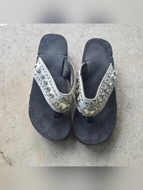 vtg y2k mcbling grunge  gray cyber platform sandals